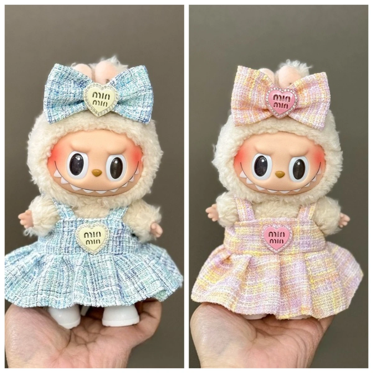 Für 15/17 cm Labubu Mini Puppe Kleidung Outfit Luxus Kleid Set Nette Labubu V1 V2 Kleidung Diy Party geschenk Zubehör Dekorationen