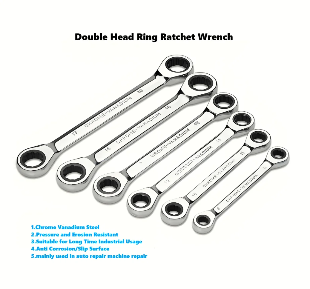 1 Piece Double-Head Ring Ratchet Wrench Set Chrome Vanadium Steel Ratchet Spanner Auto Repair Tool for Mechanical Work