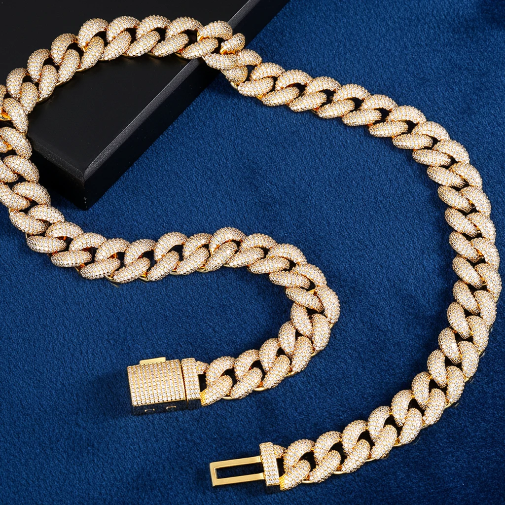 

Fashion Cuban Chain Iced OutCubic Zirconia Necklace Paved 5A+ CZ Luxury Hiphop Jewelry Choker Rapper Rock Gift For Men Women