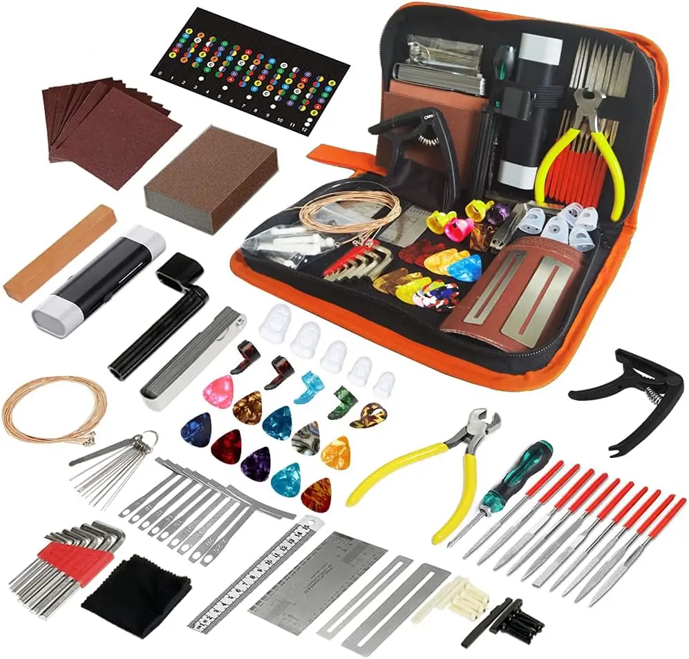 

99-Piece Professional Guitar Repair Kit with Capo, Strings, Picks & Accessories for Acoustic, Electric, Ukulele