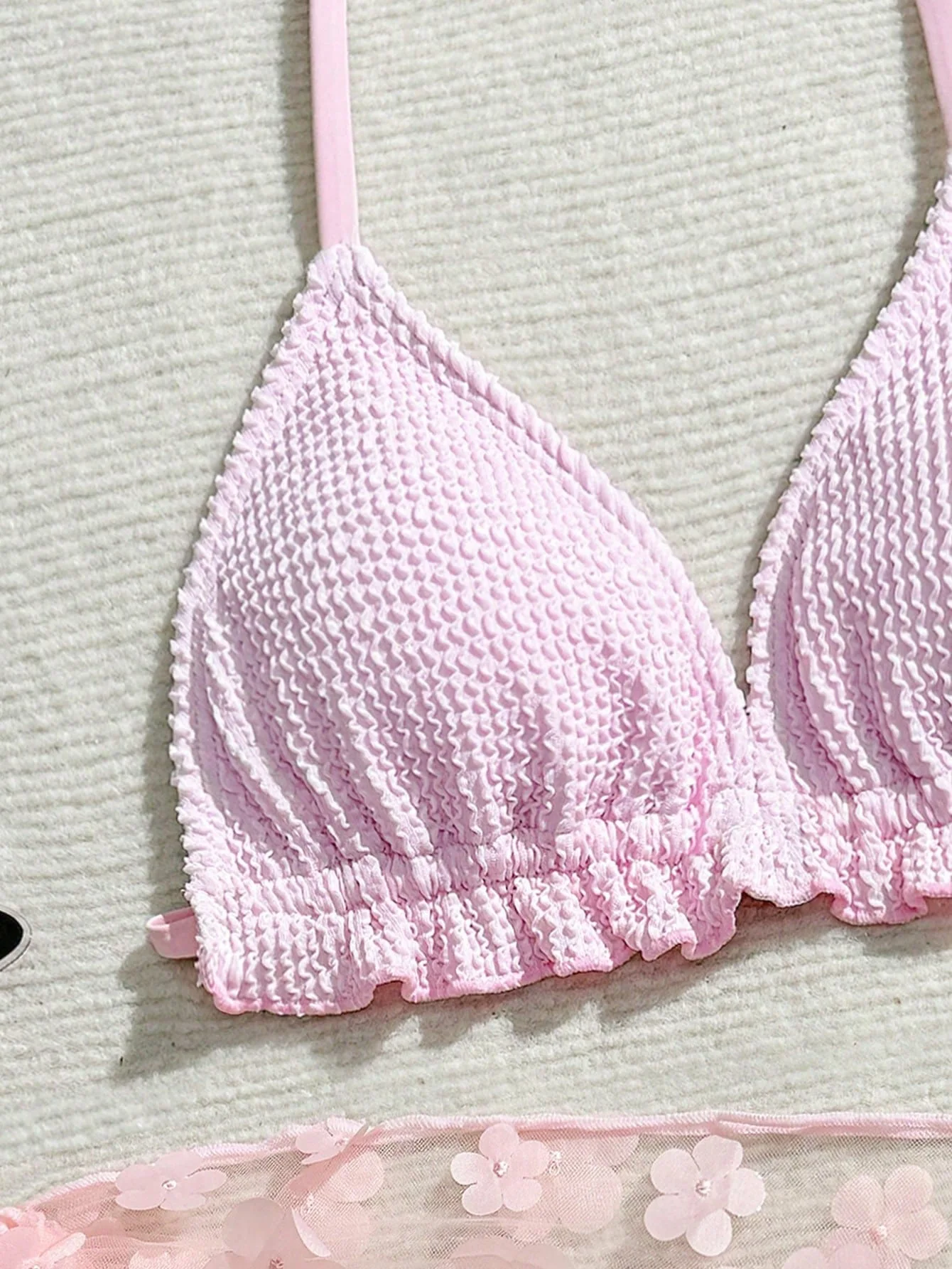 Tween And Teen Girl 3pcs Bikini Sets 3D Floral Mesh Beach Skirt 7-16 Years Kids Girl Swimsuit Cute Casual Big Girl Bathing Suit - view 5