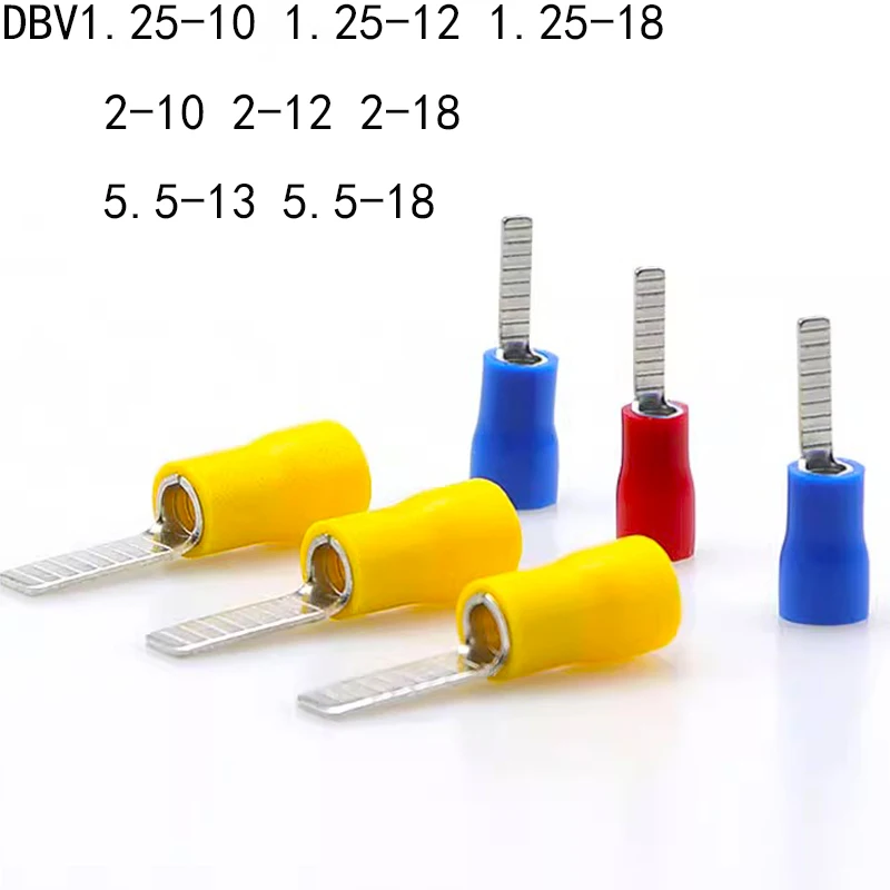 1000/500pcs/pack DBV1.25-10 Insulated Blade Terminal Cable Wire Connectors Electrical Crimp Terminals Ends Cold pressed terminal