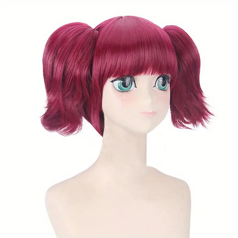 Meilin Cos Twintails Party Kleidung Zubehör Burgund Split Body Modellierung Kurzes Haar Anime Black Butler Maid Charakter Perücke