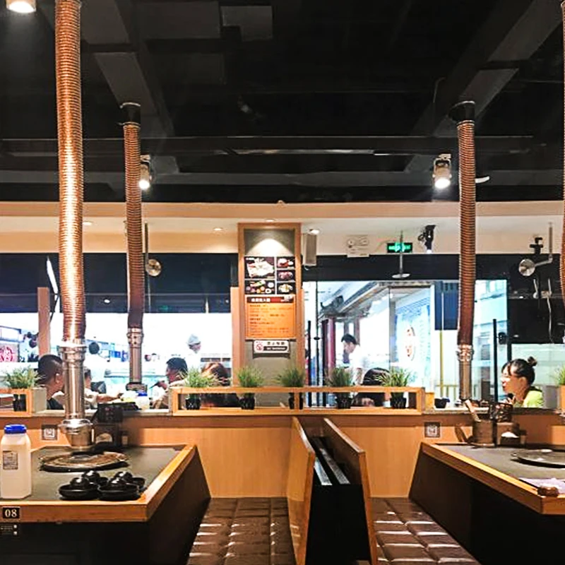 

‌Commercial Korean BBQ Smoke Exhaust System - Retractable Chimney with Powerful Extraction for Grill Restaurants