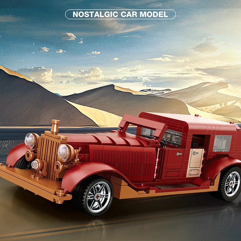 Em estoque moc ideia técnica blocos de construção do carro do vintage modelo clássico cidade retro sedan tijolos montagem crianças brinquedos presente conjunto