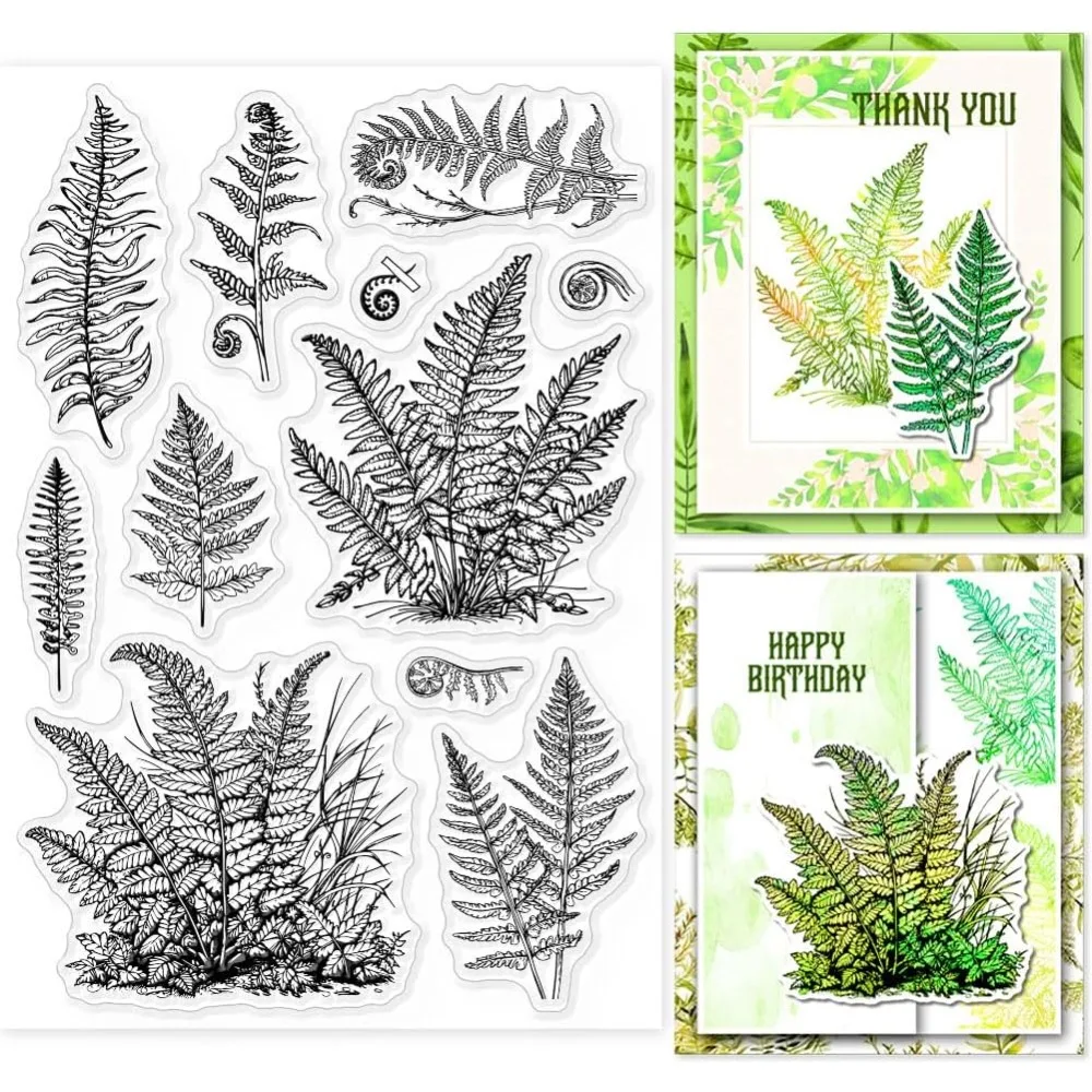 Leaf Clear Stamps Ferns Plants Transparent Seals for Card Making DIY Scrapbooking Journaling Decoration 11x16cm/4.3x6.3in