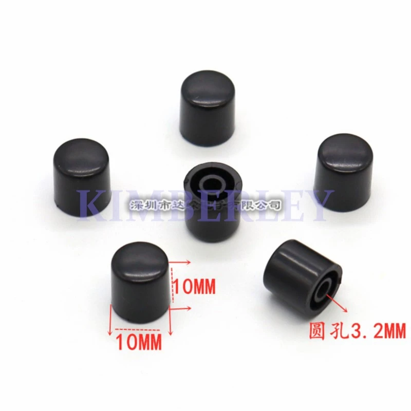 30 Piece 6 X 6 Series Key Cap Tap Switch Cap Power Key Cap Black Plastic Key Cap Round Hole 3.2MM