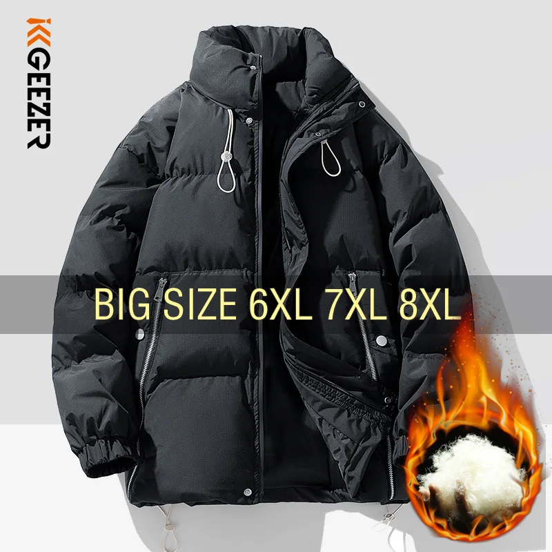 Winter Jackets Men Coats Black Thick Warm Plus Size 6XL 7XL 8XL Oversize Cotton Windbreaker Big Pocket Autumn Waterproof Loose