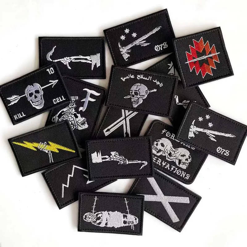 FOG Forward Observation,Pirate Flags Morale Badge,Black Beard Heart Skull Fabric Applique Embroidery Patches Tactical Emblem