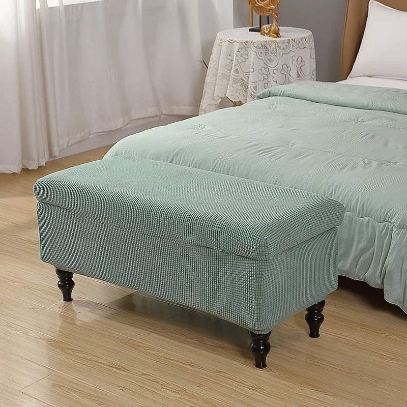 S/M/L Velvet Stretch Foot Stool Cover Rectangle Storage Ottoman Cover Anti-Dust Polar Fleece Footrest Seat Slipcovers Protector