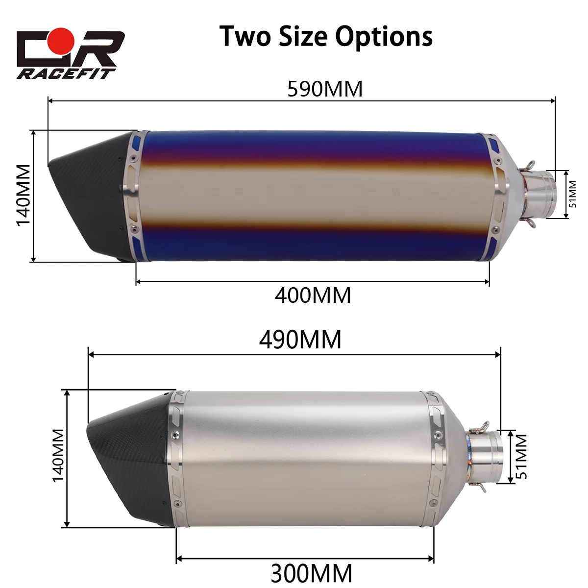 Universal Motorcycle Carbon Fiber Tip 51mm Exhaust Pipe Muffler For CBR600 RR F5 CBR1000RR TNT899 TNT1130 Daytona 675R Options
