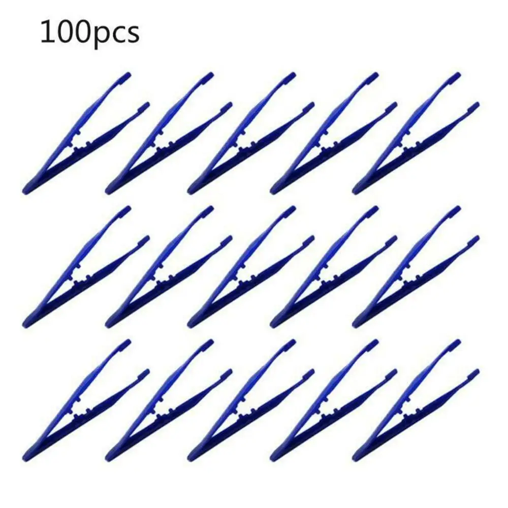 

100pcs Lightweight Small Plastic Disposable False Eyelash Tweezers Disinfection Beads Diy Portable Beauty Tools For Women