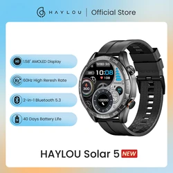 Haylou-男性用ソーラー5スマートウォッチ,音声通話,1.58インチAMOLEDディスプレイ,60Hz,24時間の健康モニタリング