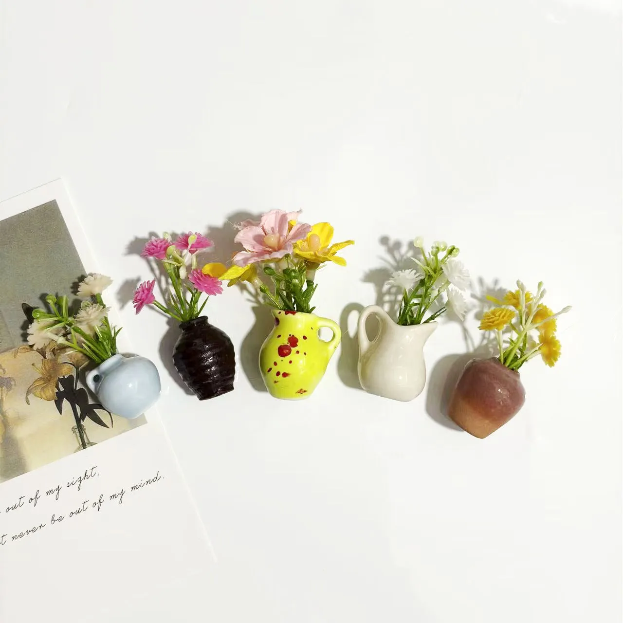 Ins Style Mini Ceramic Small Vase Refrigerator Sticker Creative 3D Stereo Home Decoration Magnet