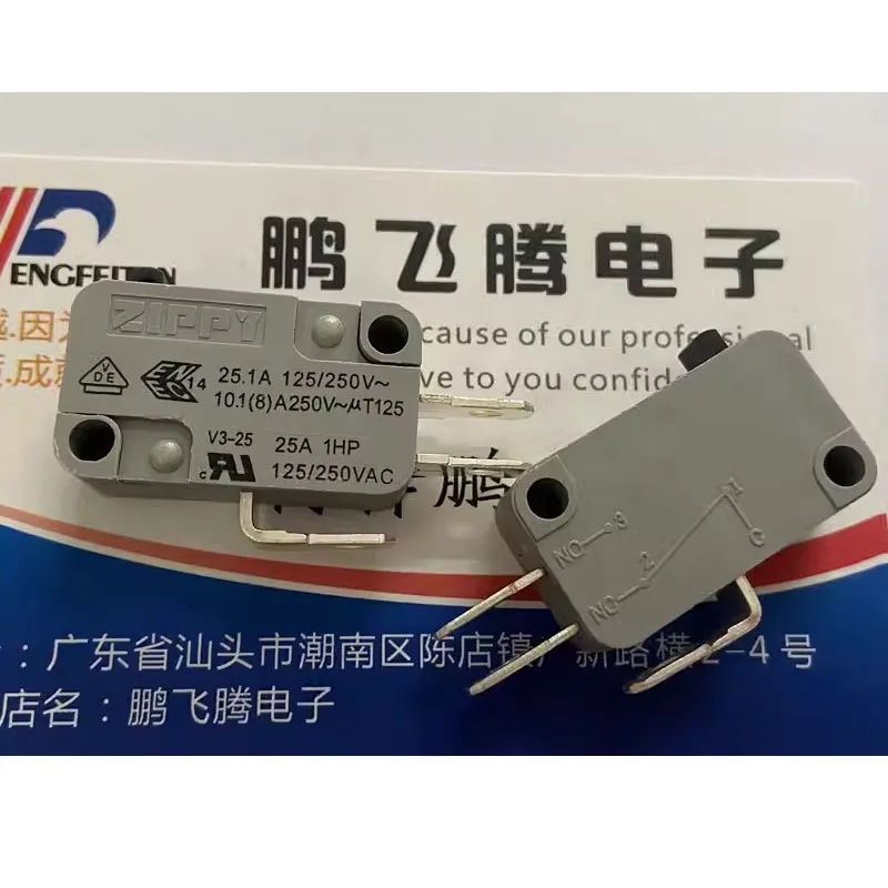 1PCS Taiwan ZIPPY V3-25S-00D3-Z high current micro switch 25A250VAC stroke reset limit switch 1 normally open 1 normally closed