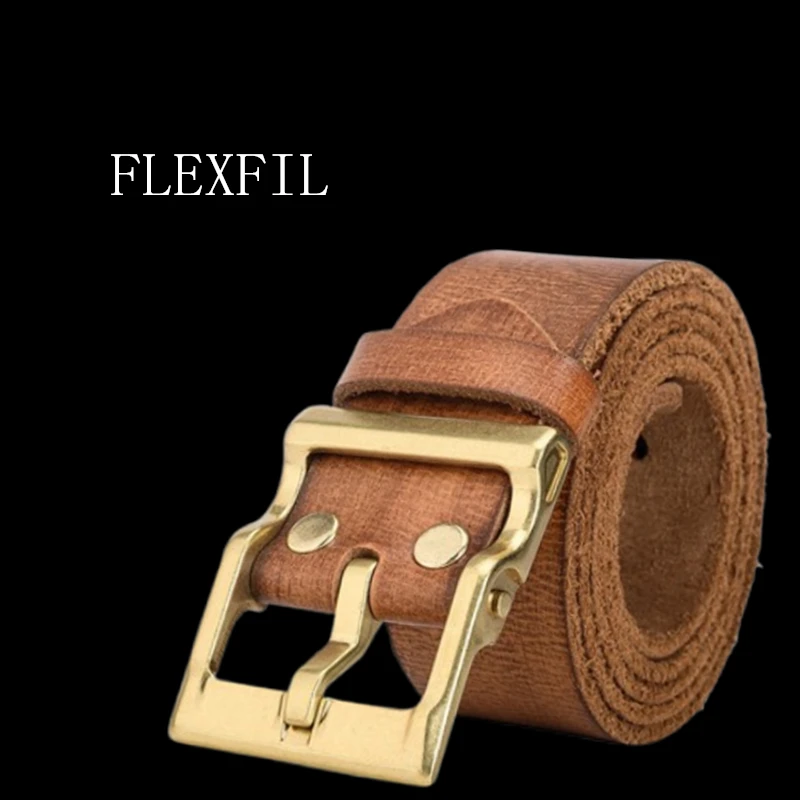 

FLEXFIL мужской кожаный ремень высокого качества, деловой модный винтажный классический брендовый простой поясной ремень из коровьей кожи, джинсовый мужской ремень