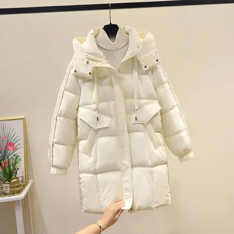 

Новинка зимы, хлопковая куртка больших размеров с капюшоном, свободная женская верхняя одежда, пальто с капюшоном, корейская версия Thiened Long Sve