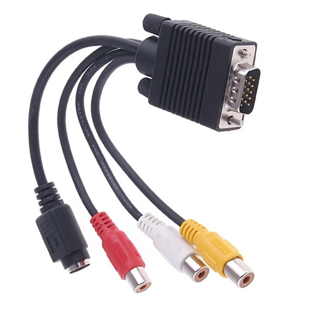 For VGA to For S-Video + For RCA CompoFor Site Video Adapter with 10cm Length for PC to For TV Analog Connection