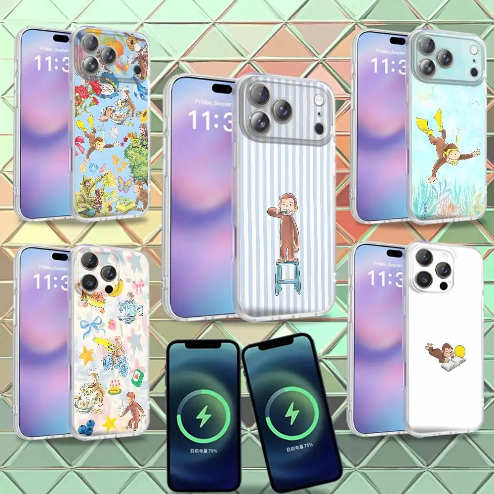 

Mokey C-Curious G-George For iPhone 17,12,11,14,13,15,16,Plus,Air,Pro,Max,E,Mini for Magsafe Magnetic Frosted Phone Case