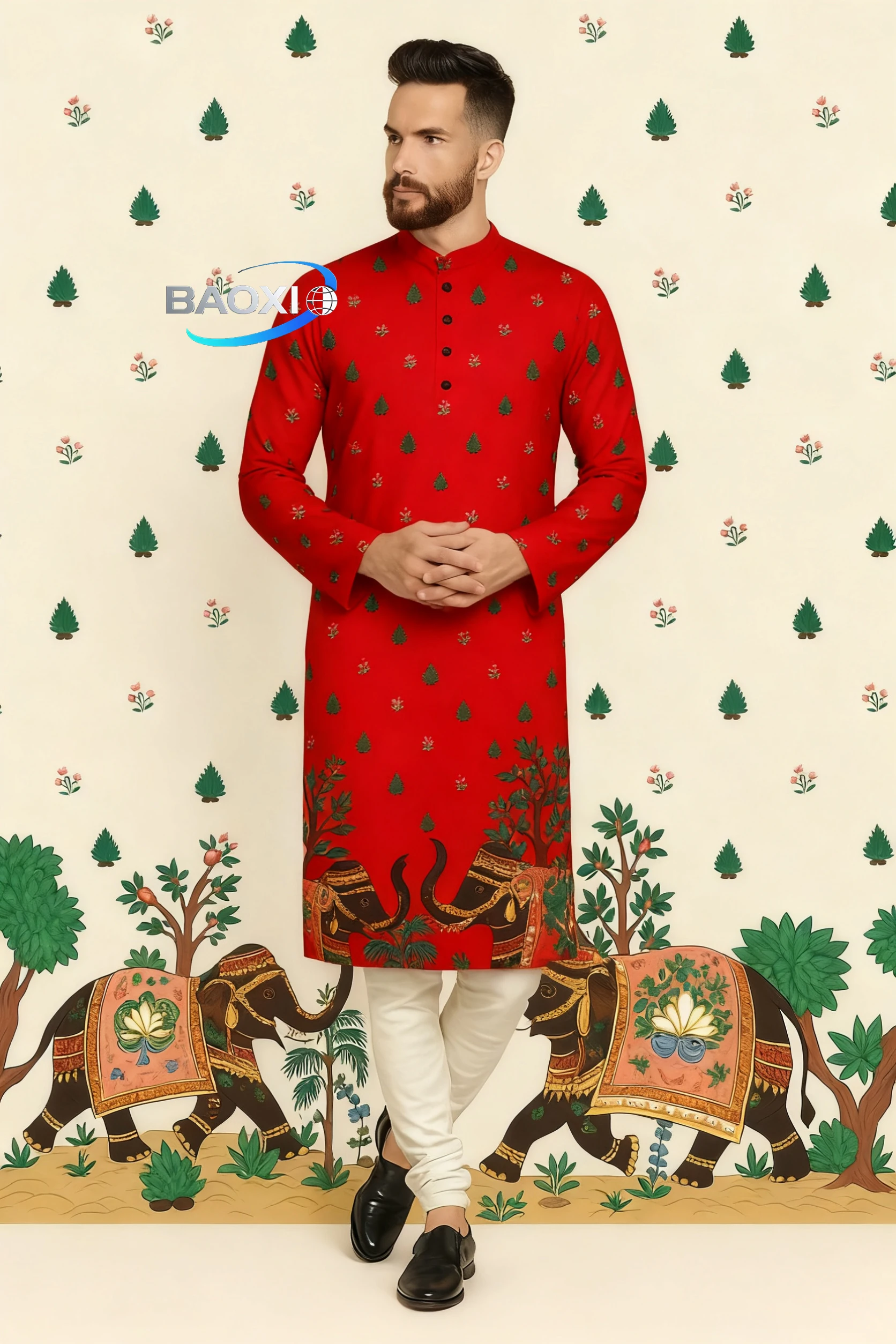 Men's printed pattern kurta vardha fashionable and comfortable fit regular long robe suitable for all occasions ethnic clothing