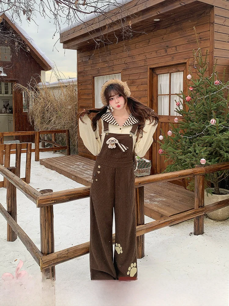 

Комбинезоны кофейного цвета Sweet Sle, женские осенне-зимние длинные брюки, удобная ткань из полиэстера для поездок на работу, тренд против старения