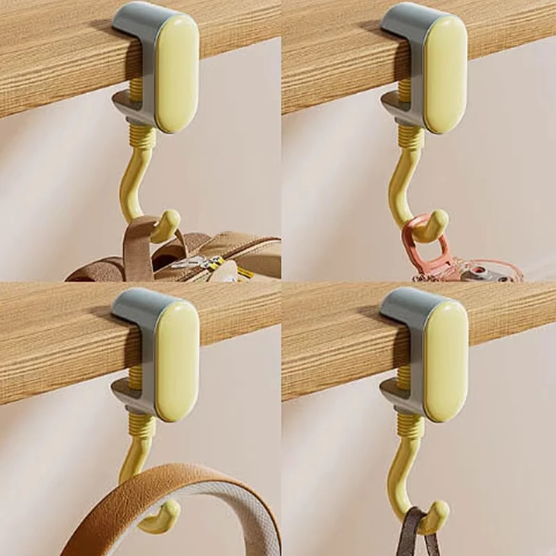 1pc Adjustable Dopamine Hanging Hooks Desk Edge Hook Punch Free Wall-mounted Storage Rack Bag Cup Holder Home Organization image 2