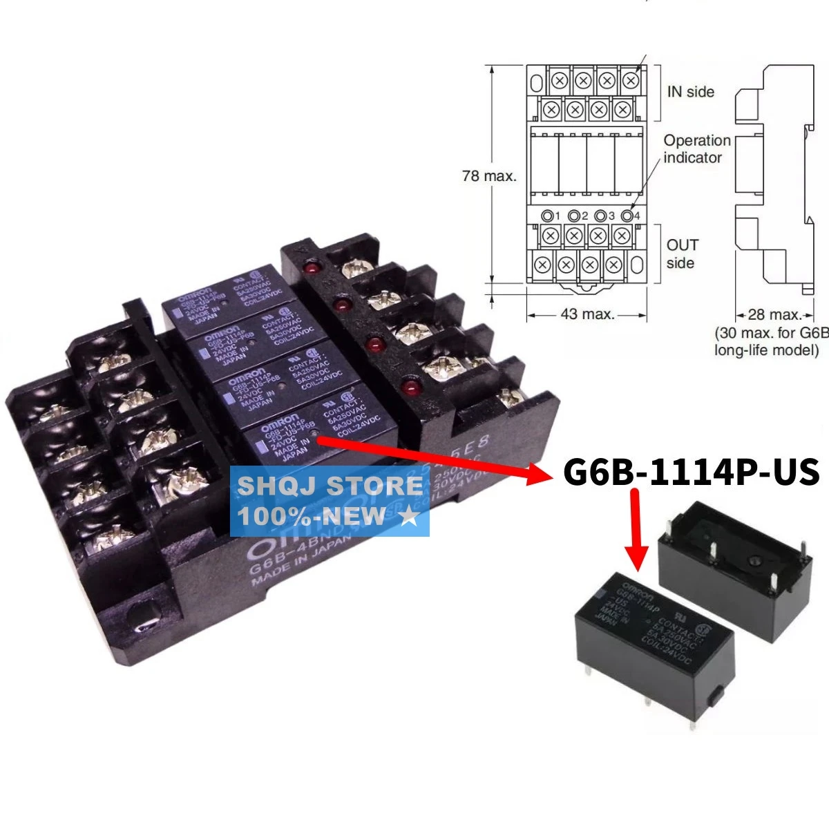 SHQJ STORE 100%-NEW 1SET G6B-4BND 24VDC G6B-1114P-US 24VDC Terminal module Relay