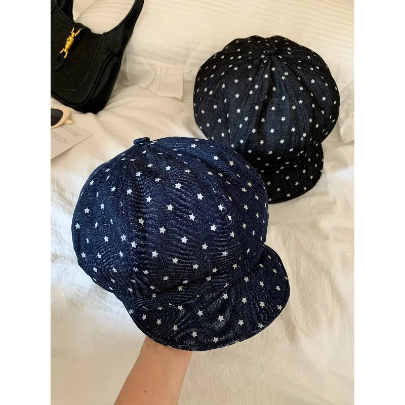 New Model Star Cloud Beret Women's Fashionable Tidal Current Versatile Octagonal Caps Retro Art Painter Hats