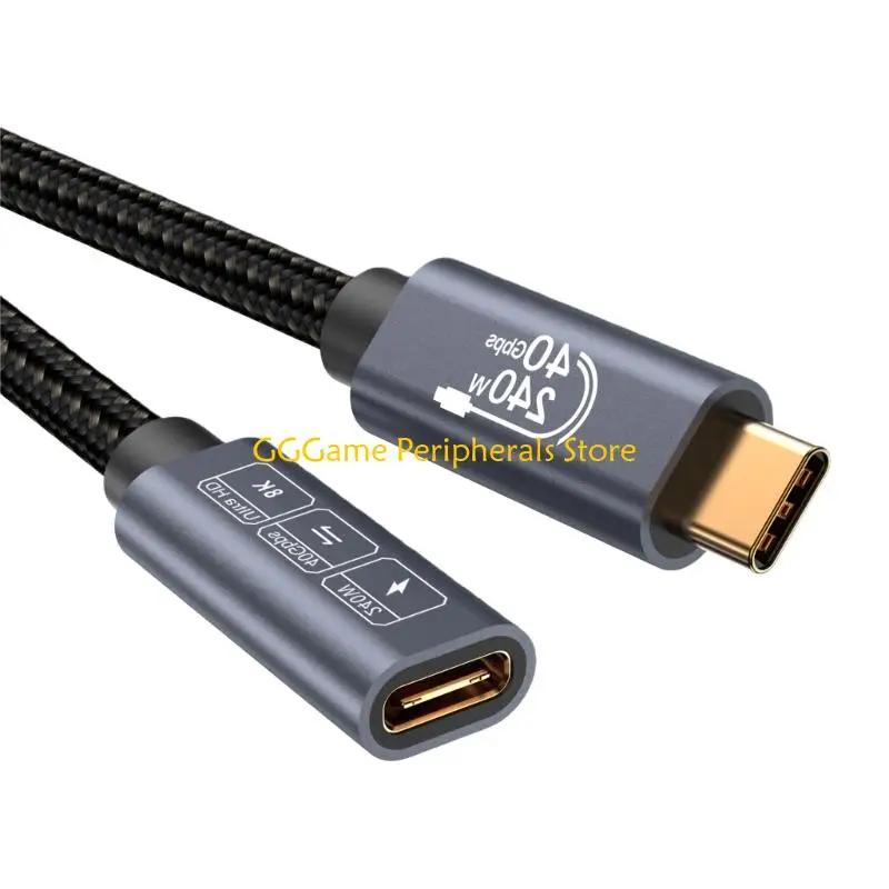 U55B Extension Cable 40Gbps 240W USB C to USB C Extension Cable USB4 Male To Female
