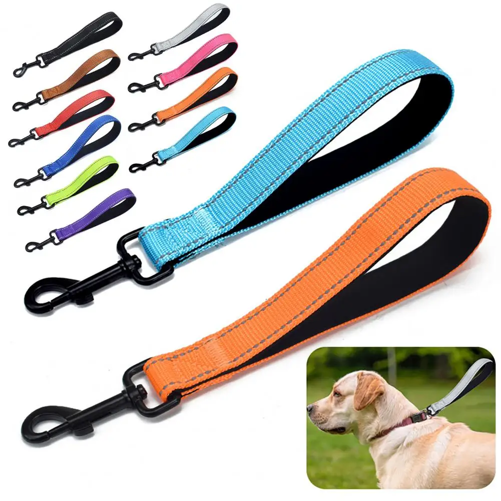 12 Inches Short Dog Leash Traffic Leashes with Carabiner Clip Reflective Nylon Dog Lead with Padded Handle for Large Medium Dogs