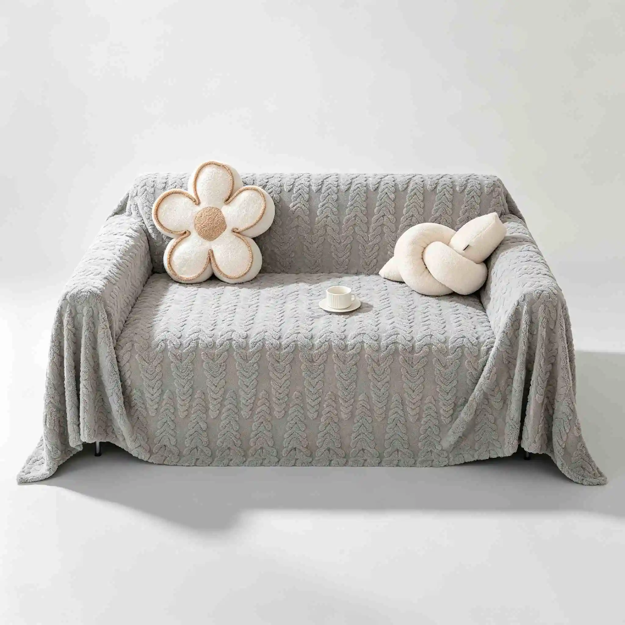 Nordic Soft Velvet Plush Quilted Sofa Towel Thicken Short Plush Sectional Sofa Cover Non-slip Couch Covers for Living Room