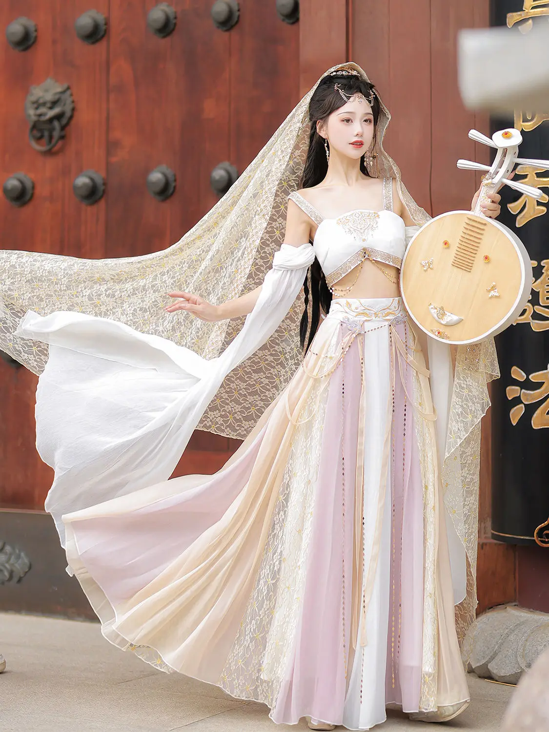 Hanfu chino exótico retro Dunhuang style Flying West Region princess tradicional elegante fairy dance costume set, nuevo