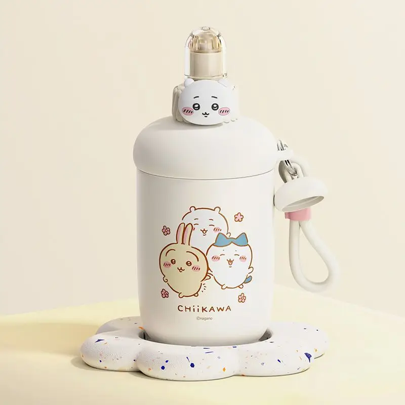

Cute Chiikawa Hachiware Usagi stainless steel straw thermos cup 560ml capacity portable coffee cup student cup, birthday gift