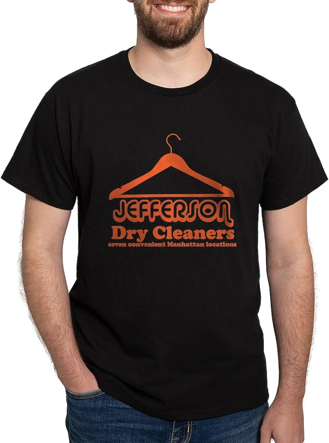 CafePress Jefferson Cleaners Orange Logo Dark T Shirt Men's 100% Cotton, Classic Graphic Dark T-Shirt