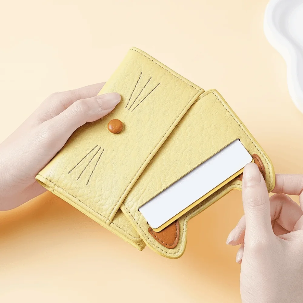 

Kawaii Short Cat Wallet Multi Card Position Pu Leather Cartoon Wallet Korean Style Card Holder Student Card Coin Purse Gifts