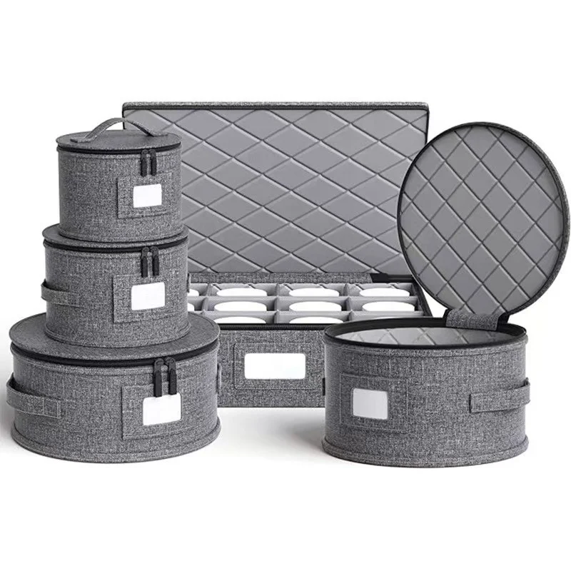 

Coffee cup storage box with baffle, durable storage container set, for tableware storage, ceramic plate storage box, with lid
