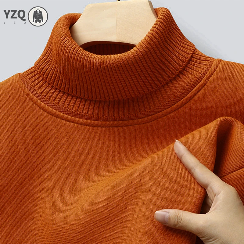 

Мужской приталенный свитер с высоким воротником и длинными рукавами, антипиллинг, высококачественный вязаный однотонный пуловер, модная мужская одежда