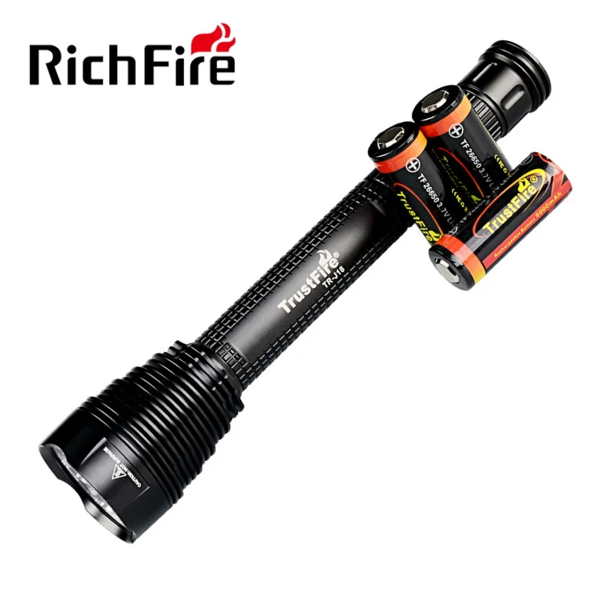 RichFire TR-J18 Powerful Tactical Flashlight 8000LM 5 Modes LED Torch with Extension Tube Powered by 26650 Battery