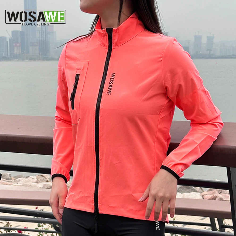 WOSAWE Women Cycling Jacket Water Repellent Windbreaker Cycling Clothing Running Riding MTB Road Bike Wind Jacket Bicycle Coat