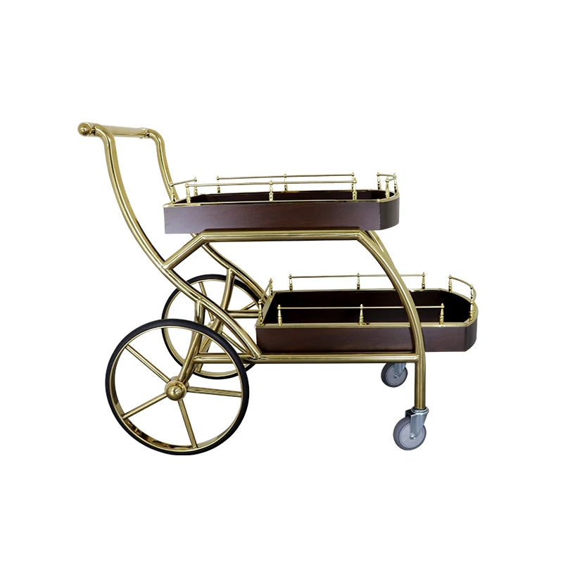 Solid Wood Mobile Beverage CartStyle Hotel Trolley for Snacks Tea  4S Store Guest Reception Transportation Equipment