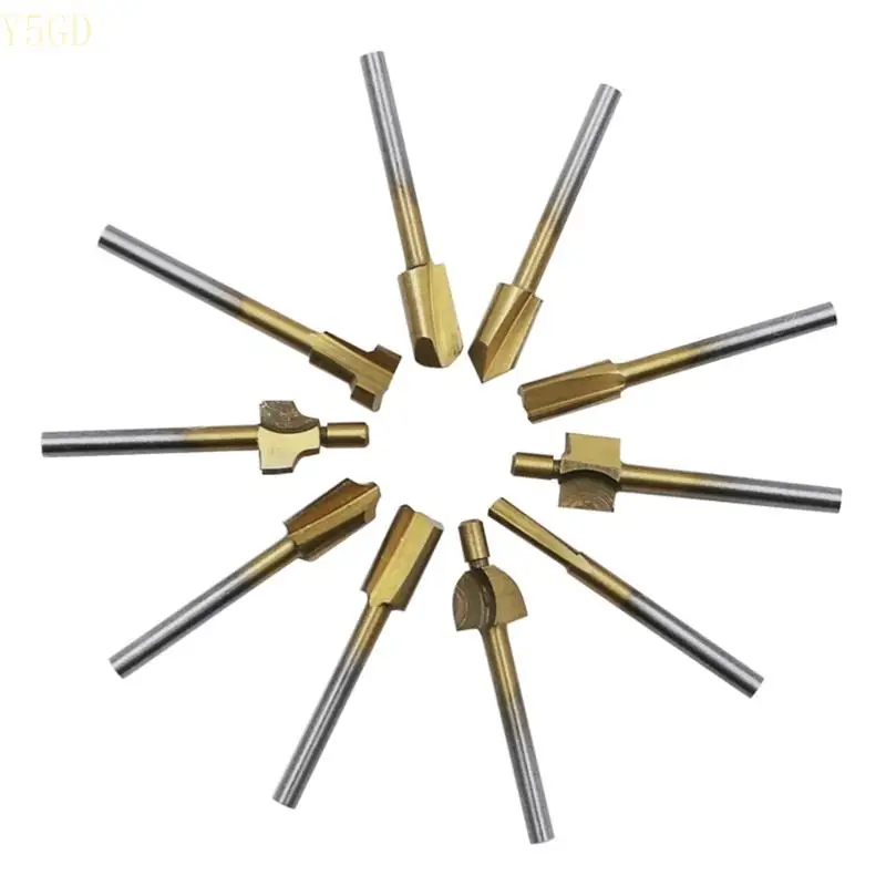 

Y5GD 10Pieces 1/8" Titanium-coated Routers Bit Cutter Milling Rotary Tool