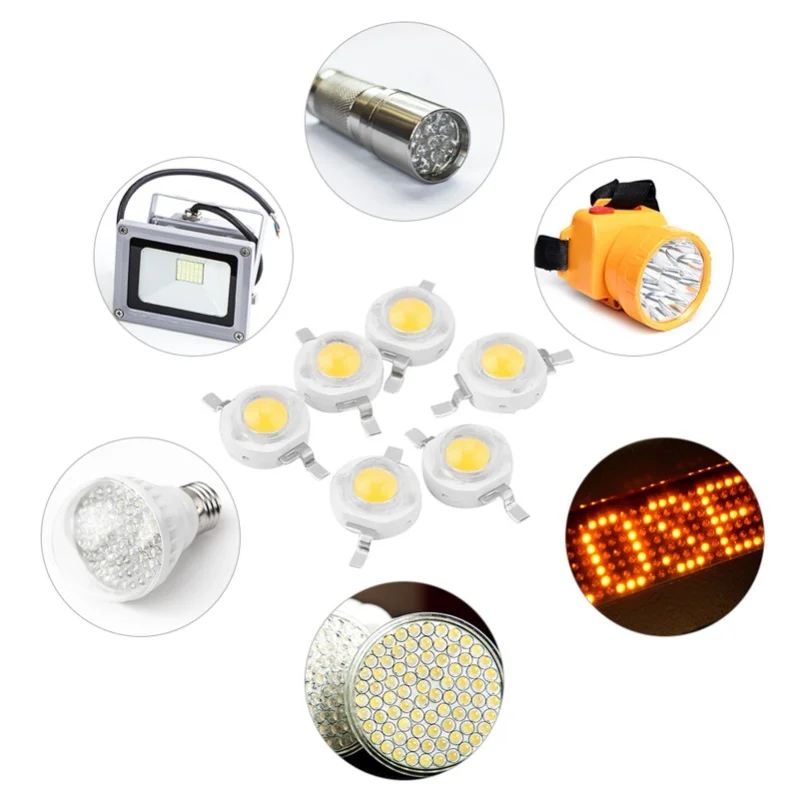 1W عالية الطاقة LED الخرز رقائق الصمام الثنائي الباعث للضوء مصلحة الارصاد الجوية لتركيبات الإضاءة DIY الأبيض الدافئ