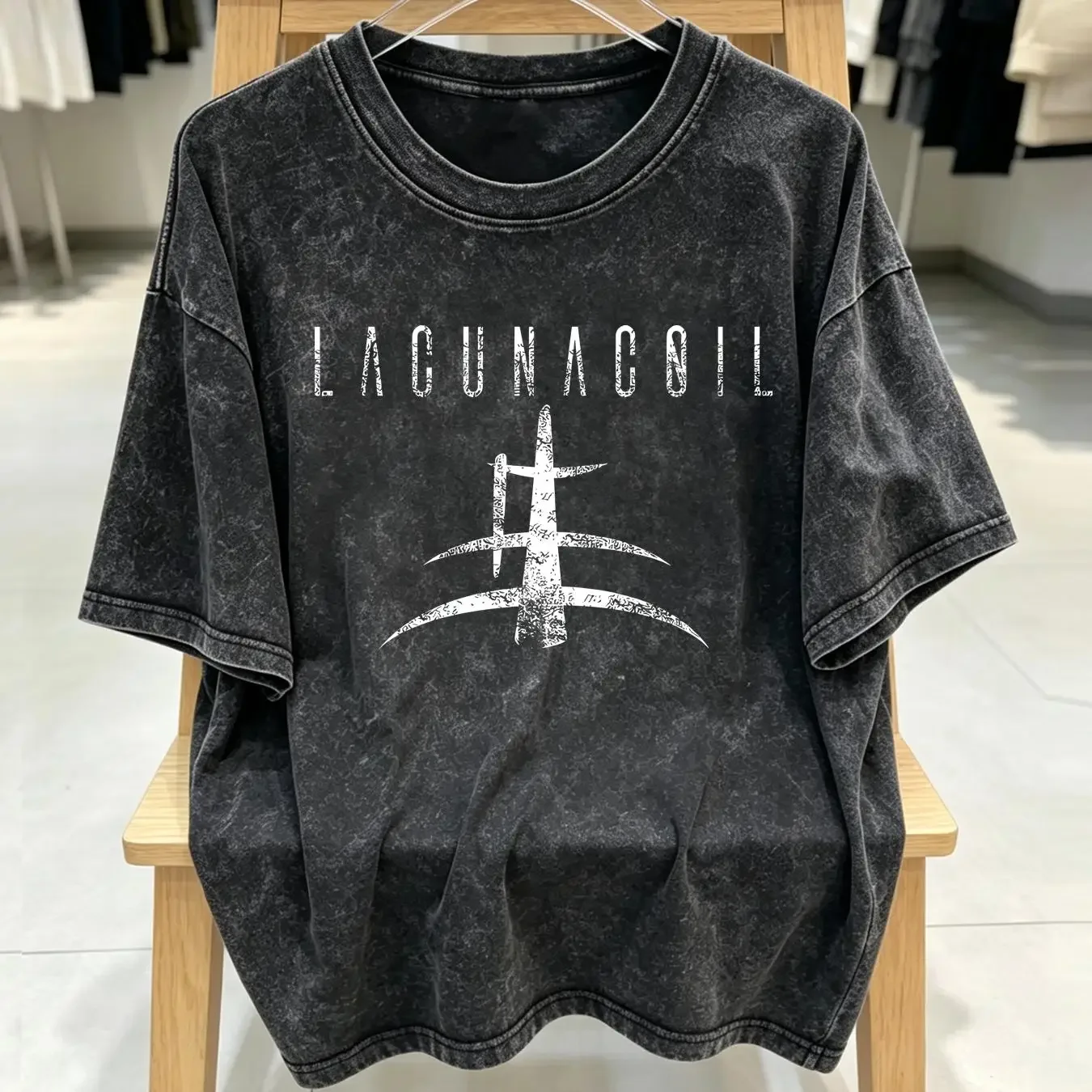 washed T Shirt LACUNA COIL LOGO SYMBOL  Cotton Black Men S to 5XL MD822 vintage Washed homme Unisex designer clothes Versatile