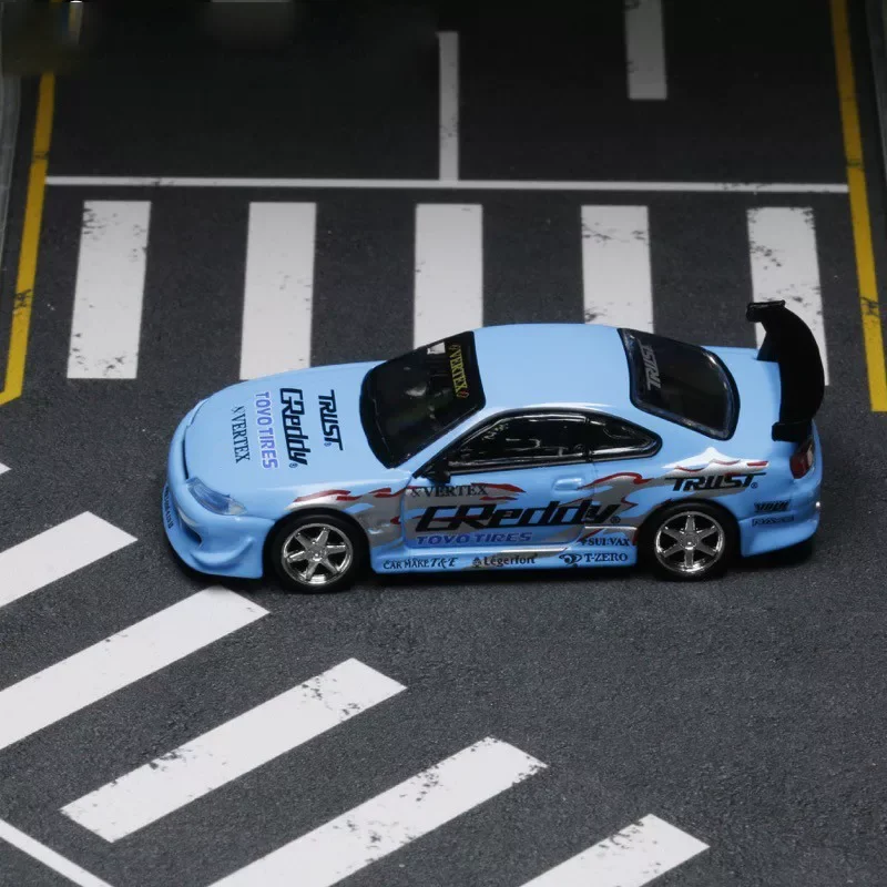 TW MIJO Diecast 1:64 Scale VERTEX Silvia S15 GReddy Alloy Car Model Static Display Collectible Toy Gift Souvenir Decoration