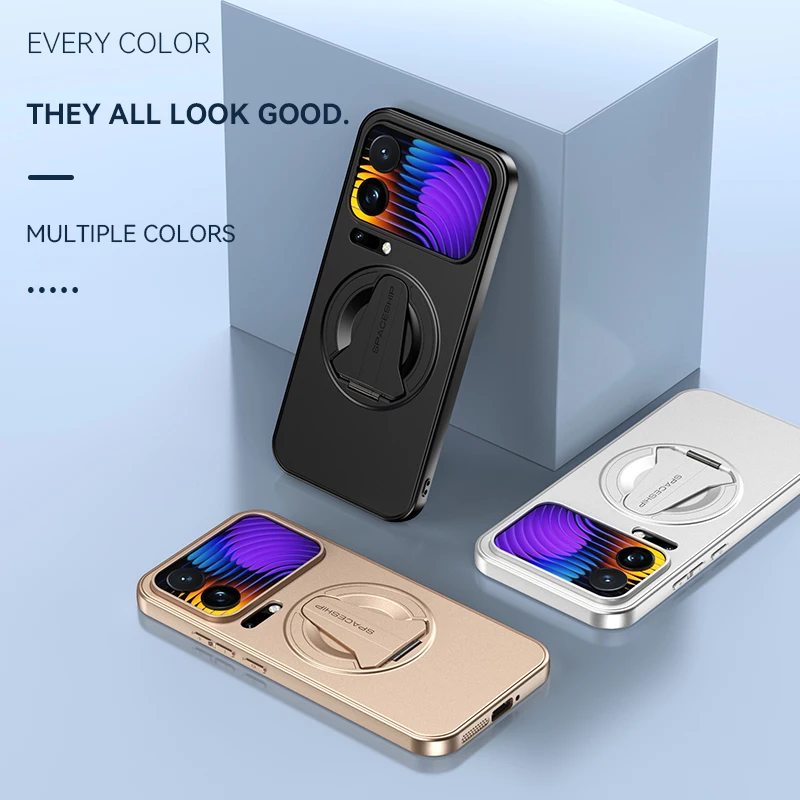 肌触りの良いインビジブルブラケット磁気ケース Xiaomi 17 Pro Max Mi 17 Pro Mi 17 メタリック塗装 ワイヤレス充電対応ケース フンダ