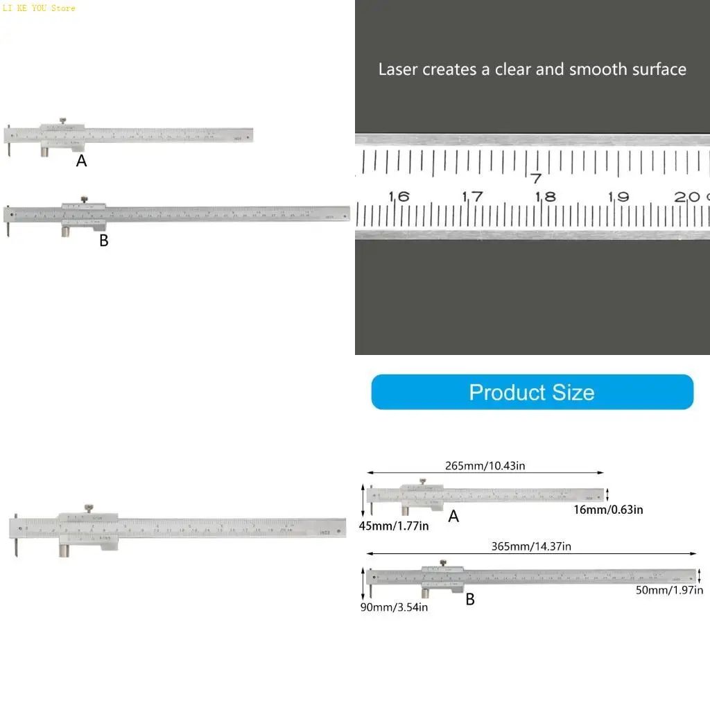 W3JE High Accuracy Stainless Steel Vernier Caliper Easy Carry Design Double Inch and MM Scale Marking for Hobbyists