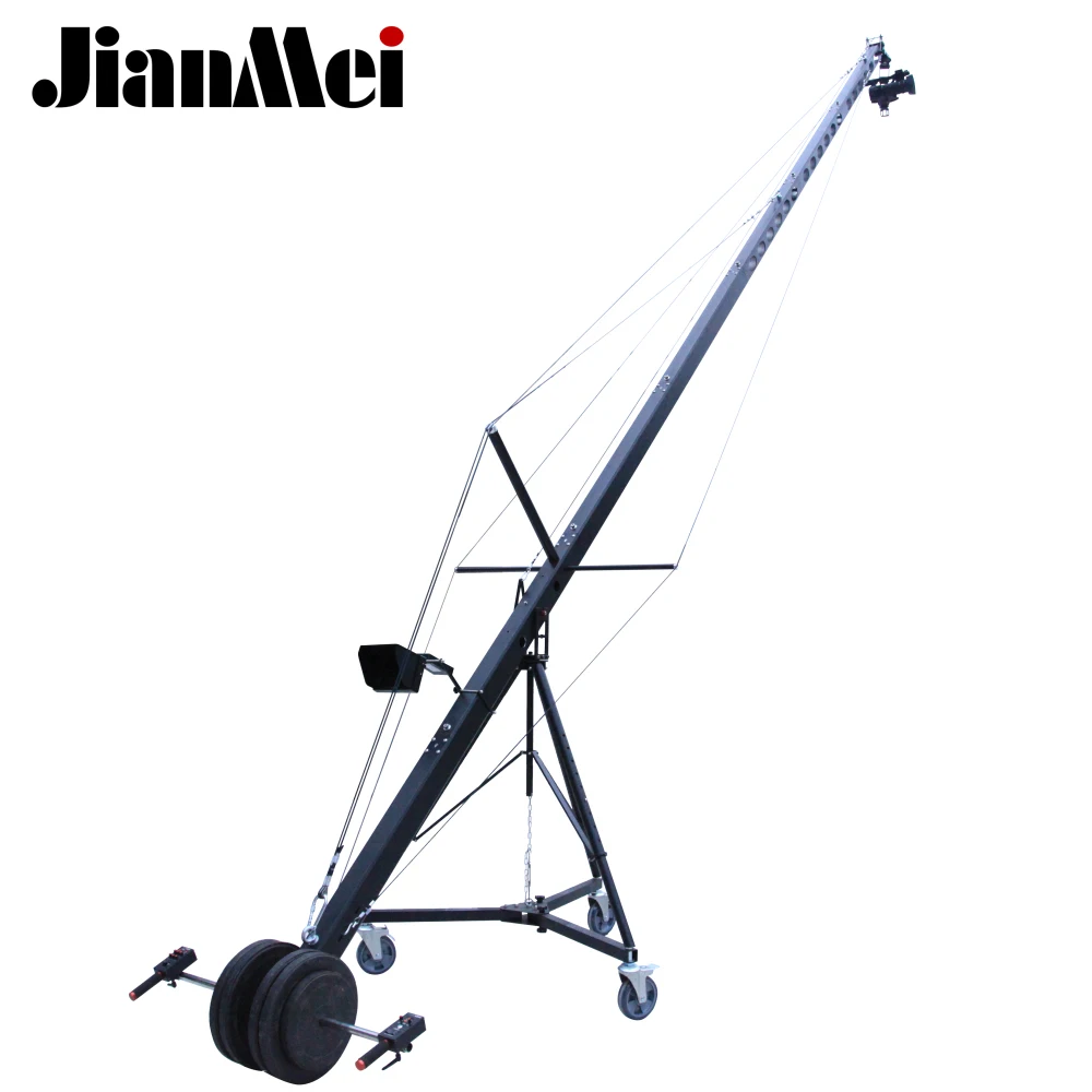 Jianmei Factory Supply Heavy Duty Square Series Camera Crane 8 Meter Broadcasting Jimmy Jib With 2 Axis Motorized Pan Tilt Head