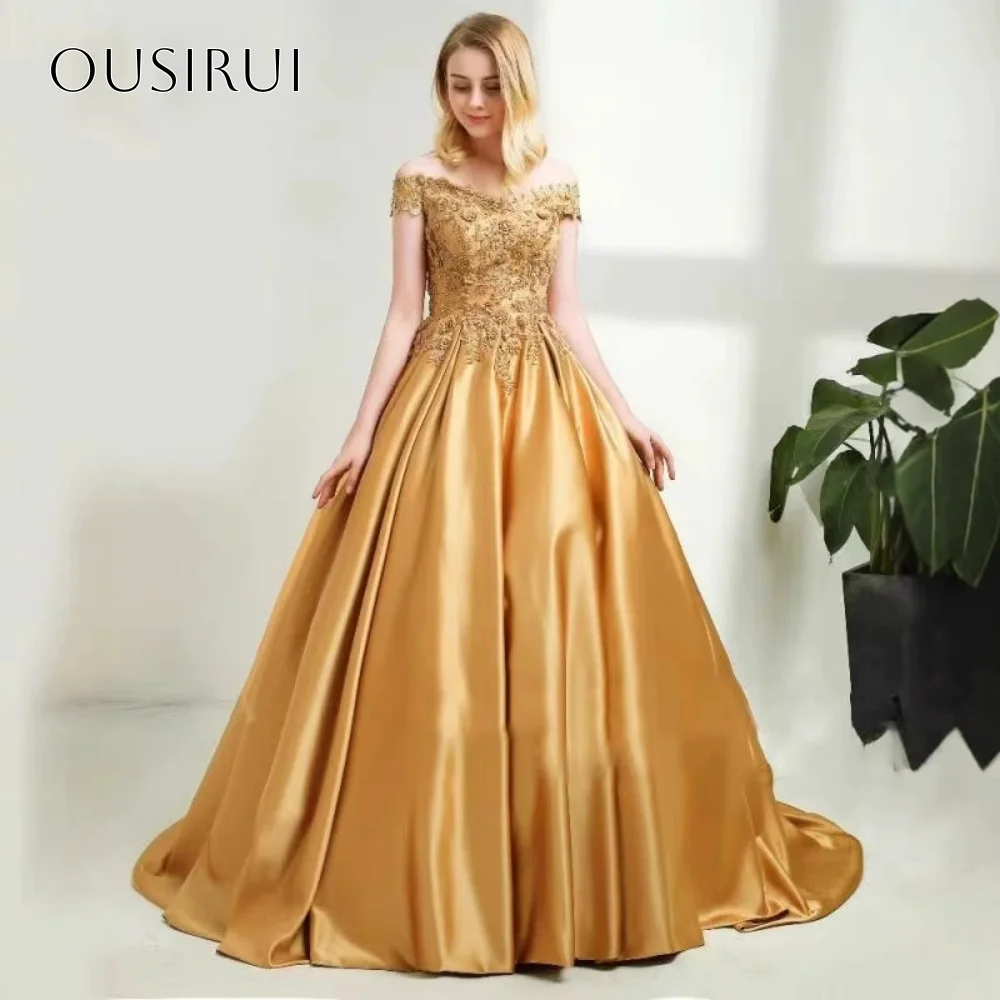 Schulterfreies Abendkleid mit Spitze und Perlen, ärmellos, Satin, Schleppe, Korsett, Ballkleid, maßgeschneidert, Hochzeitskleid