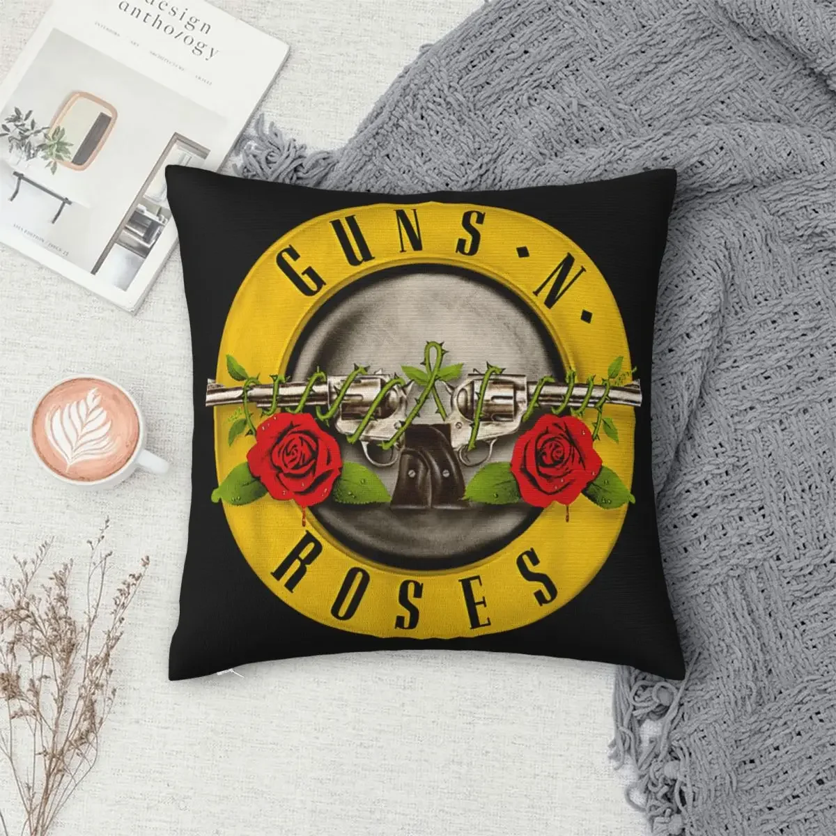 Pistolen N Rozen Bullet Logo Kussensloop Polyester Kussenhoes Decor Zware Metalen Kussensloop Hoes Auto Drop Shipping 18\'