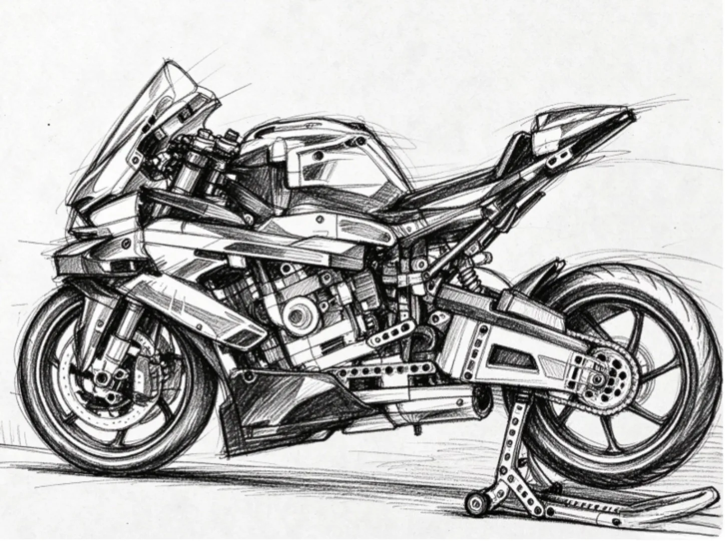 New 1920Pcs Motorcycle Building Blocks, Simulation Racing Motorcycle Model Ornament, Difficult Assembly Car Toy